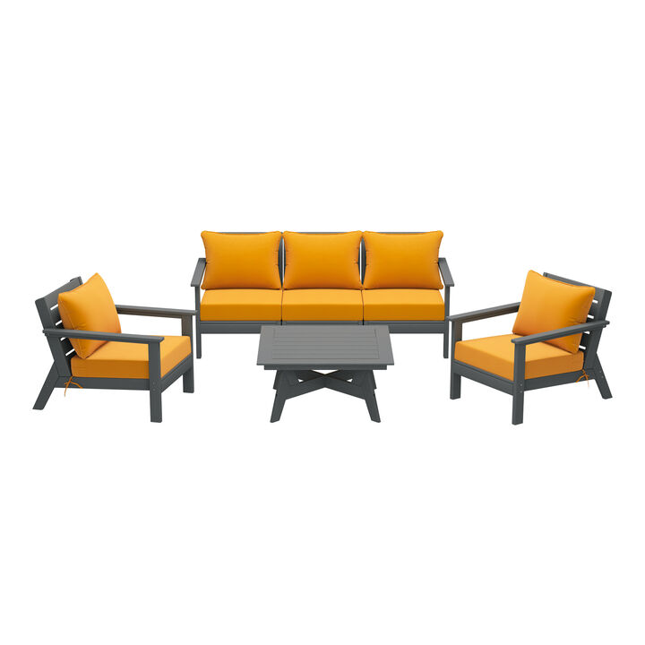 WestinTrends Outdoor 6-Piece Modular Sectional Patio Furniture Sofa Set