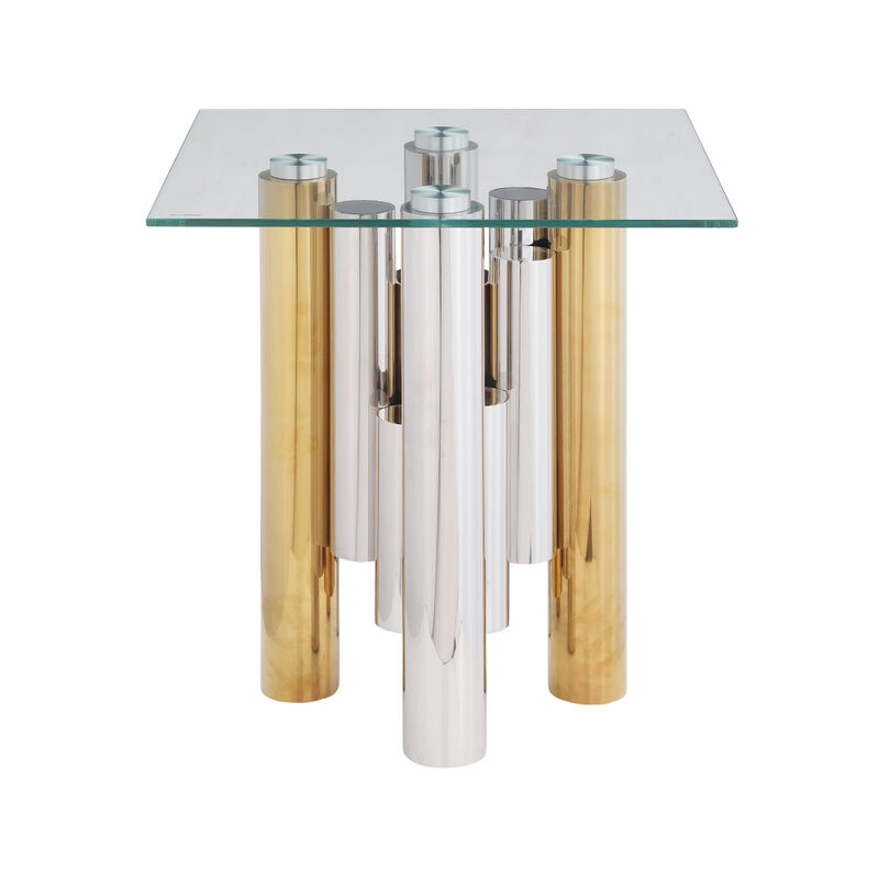 20" Stainless Steel Glass End Table - Modern & Sleek