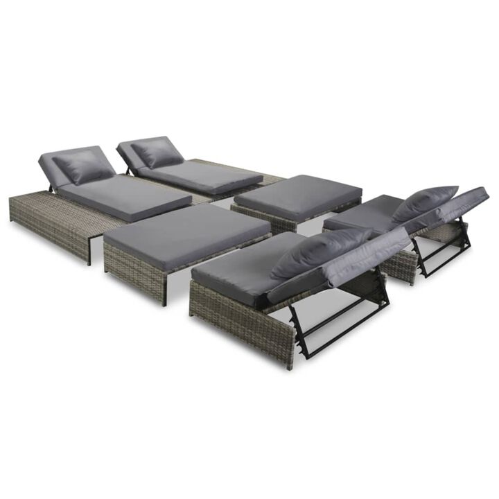 vidaXL Outdoor Lounge Set 15 Pieces Poly Rattan Gray
