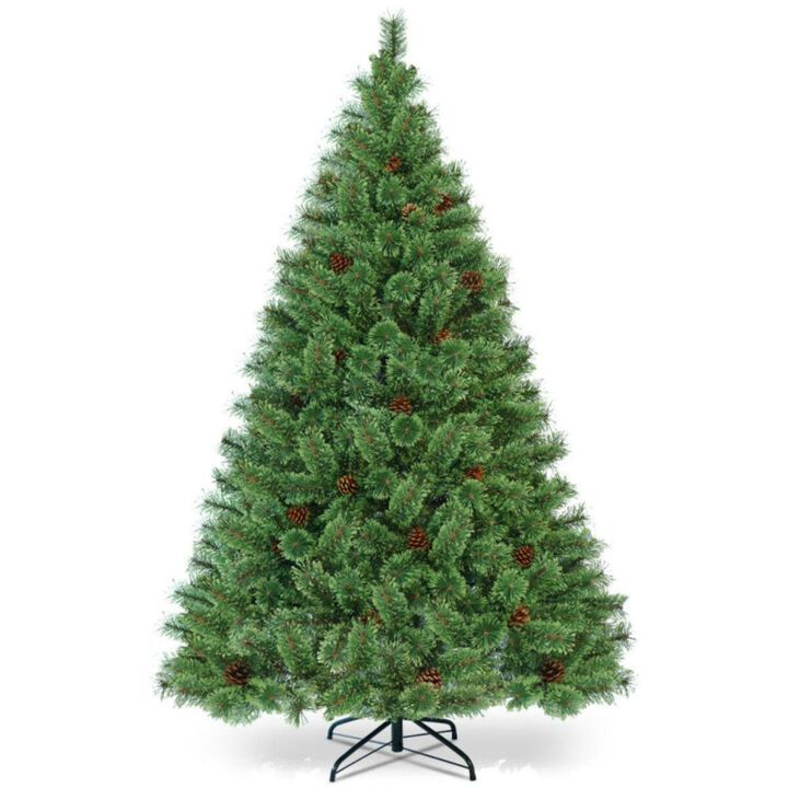 Hivvago 6 Feet Pre-Lit PVC Artificial Carolina Pine Tree with LED Lights