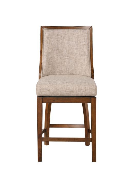 Katherine 24 in. High Back Wood 40.74 in. Swivel Counter Stool with Fabric Seat