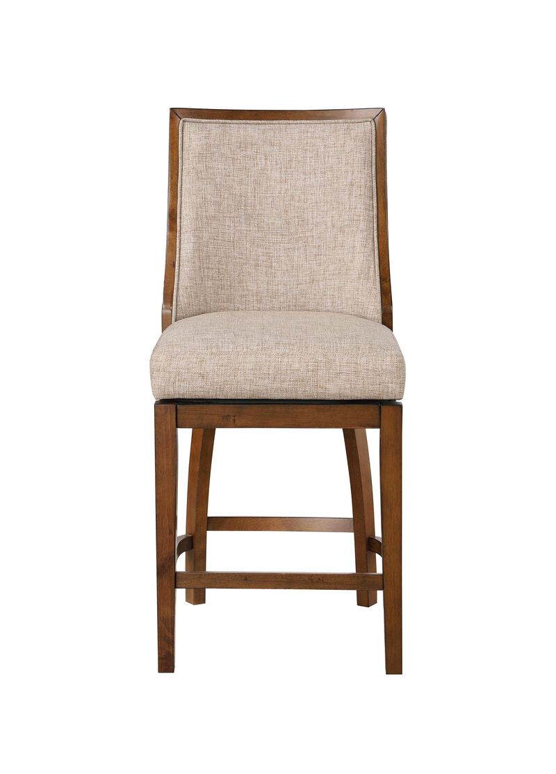 Katherine 40.74 in. Walnut High Back Wood Swivel Bar Stool with Fabric Seat