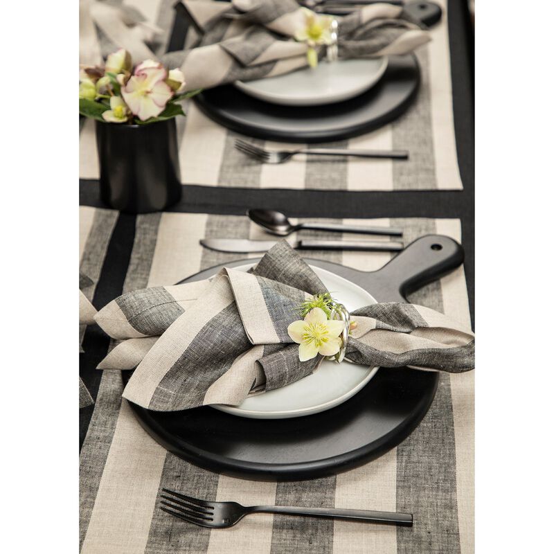 Solino Home 100% Pure Linen 14 x 19 Inch Placemats Set of 4 | Cabana Stripe