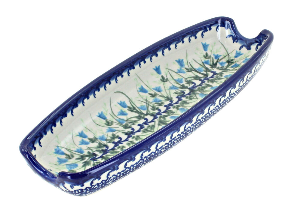 Blue Rose Polish Pottery Spring Blossom Corn on the Cob Dish