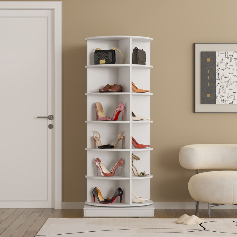 6-Tier 360° Rotating Shoe Cabinet, Space-Saving Shoe Storage Organizer