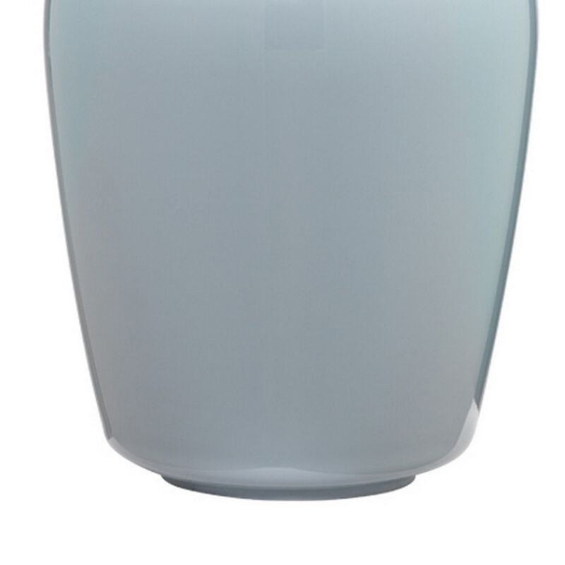 Table Lamp with Bellied Shape Ceramic Base, Gray-Benzara