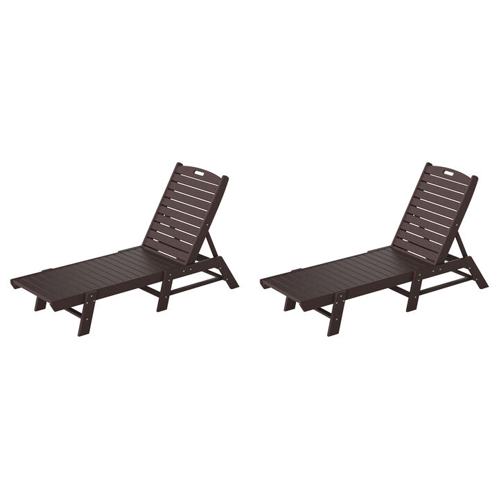 Reclining Outdoor Patio Adjustable Chaise Lounge Chair (Set of 2)