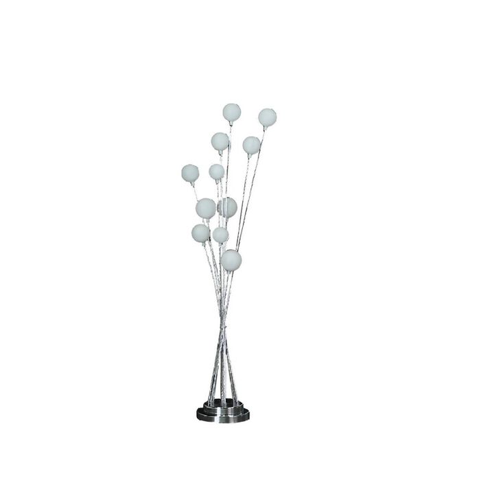 46" In 11-Light Acrylic Globe Aluminun LED Chrysanthe Silver Chrome Metal Floor Lamp