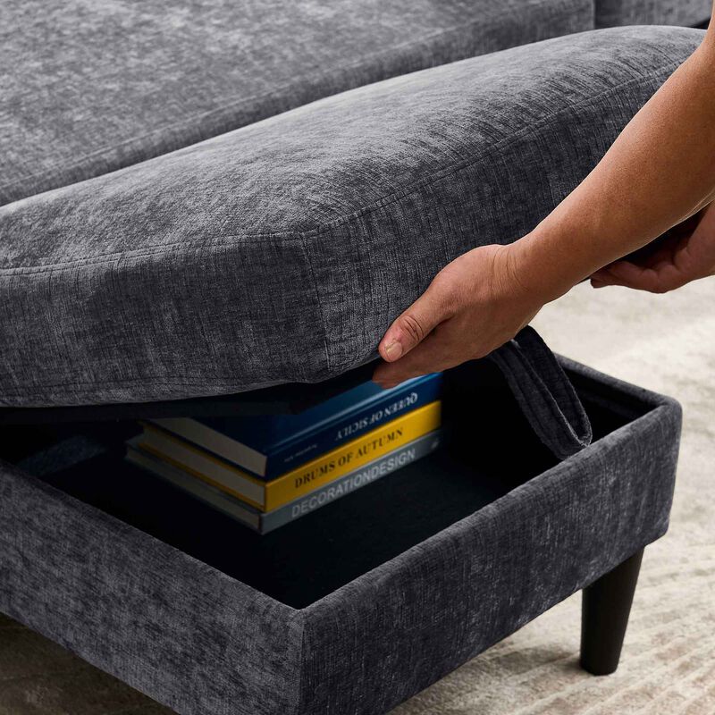 Merax Modern Design Chenille 3 Seat L-Shape Sectional Sofa with Storage Chaise