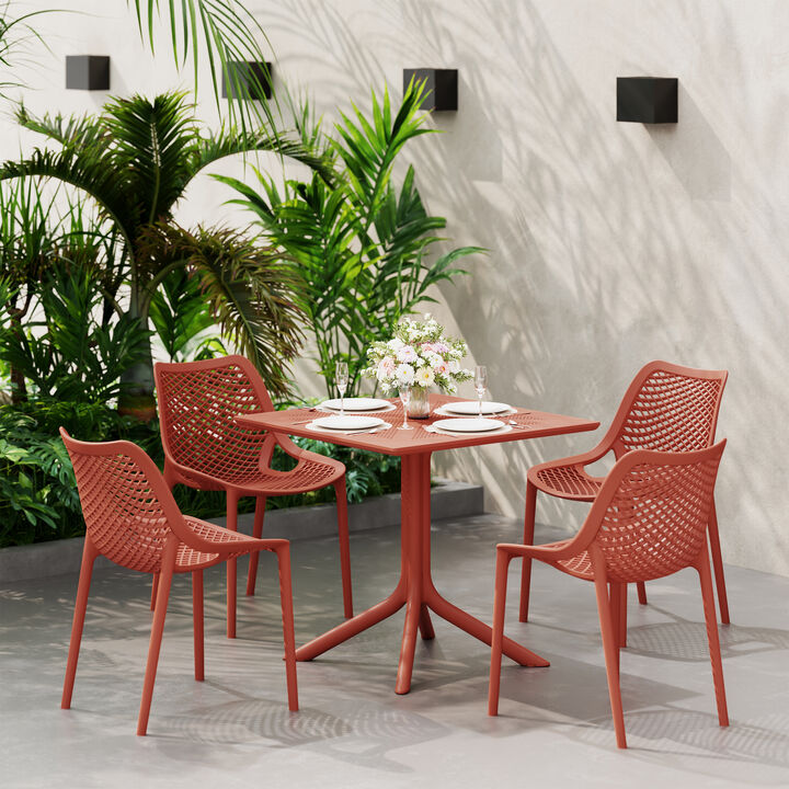 WestinTrends 31.5" Square Plastic Outdoor Patio Dining Table for 4