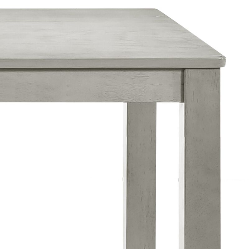 Pane 59 Inch Rectangular Wood Dining Table, Smooth Gray, Tall Block Legs - Benzara