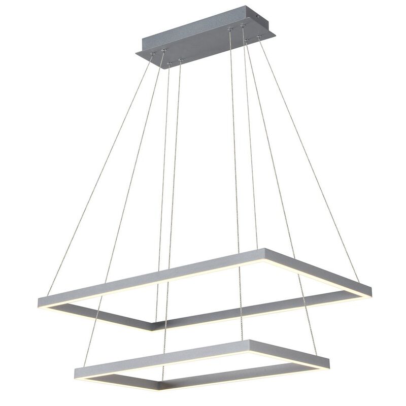 VONN Lighting Integrated LED Chandelier Height Adjustable Two-Tier Pendant Light in Silver