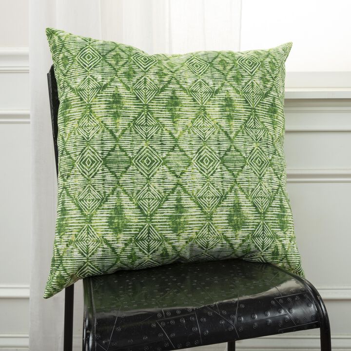 22"x22" Indoor/Outdoor Pillow, Green Batik