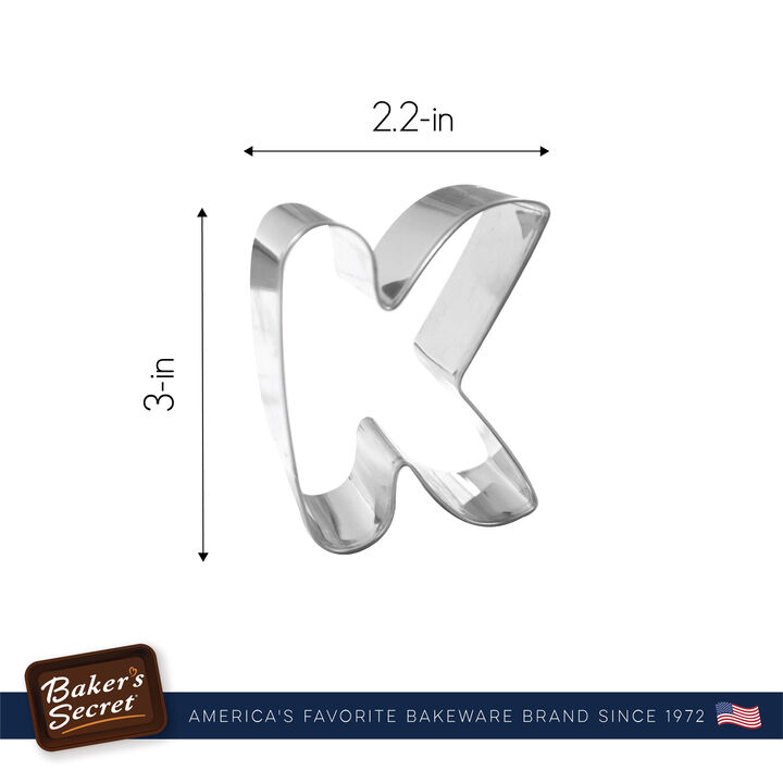 Baker's Secret Cookie Cutter Set Stainless Steel Jumbo Size 26 Letters, Stainless Steel Heat Resistant, in Gift Packaging, Alphabet Big Letters for Baking, Silver