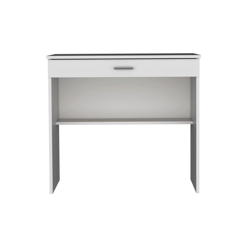 80 C Storage Desk, Compact Workstation with Drawer and Lower Shelf-White