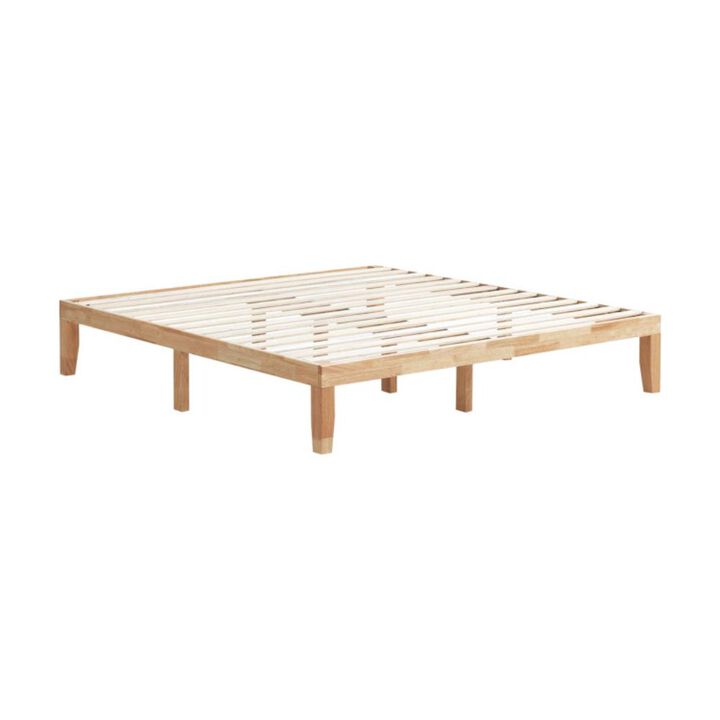Hivvago 14 Inch King Size Rubber Wood Platform Bed Frame with Wood Slat Support