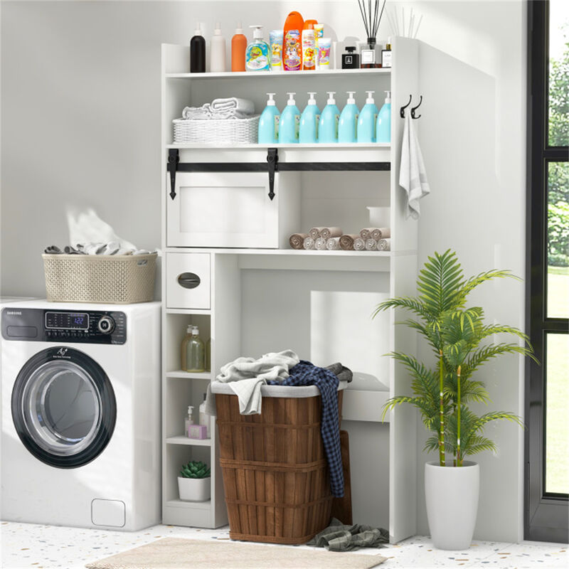 Freestanding Toilet Storage Cabinet with Adjustable Shelves, Bathroom Organizer