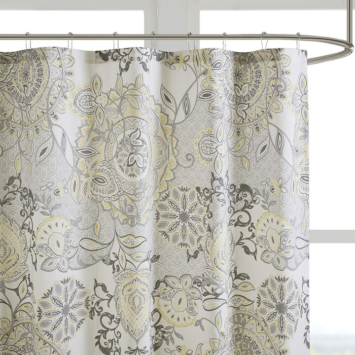 Gracie Mills Leo Floral Printed Lightweight Cotton Shower Curtain