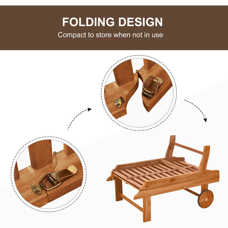 Wood Outdoor Folding Chaise Lounge Chair Beach Poolside Recliner Sunbed Wooden