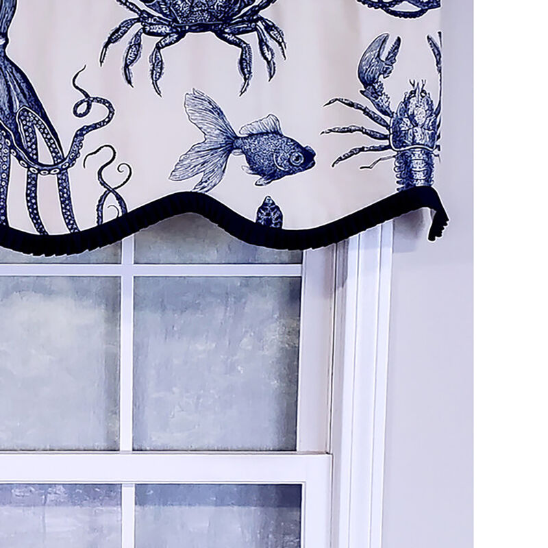 RLF Home Modern Design Classic Aquarium Provance Style Window Valance 50" x 17" Navy