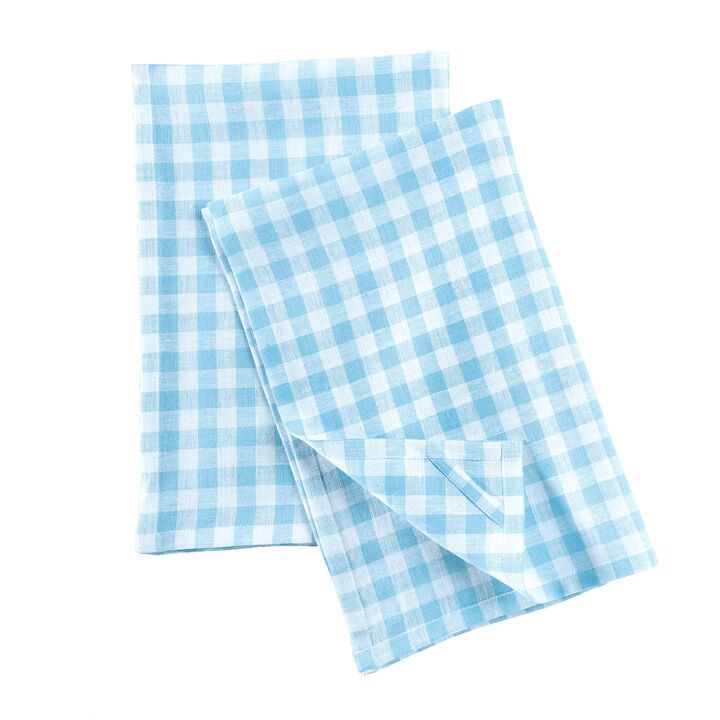 Solino Home 100% Pure Linen Kitchen Towels Set of 2 - 17 x 26 Inch | Gingham Check