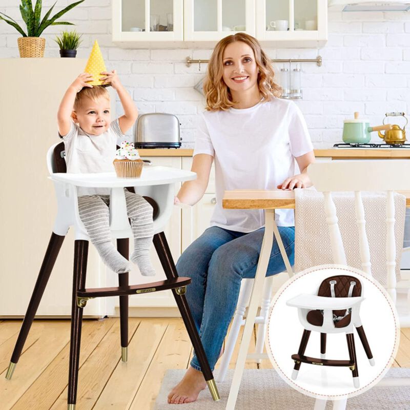 Hivvago 3-In-1 Adjustable Baby High Chair with Soft Seat Cushion for Toddlers