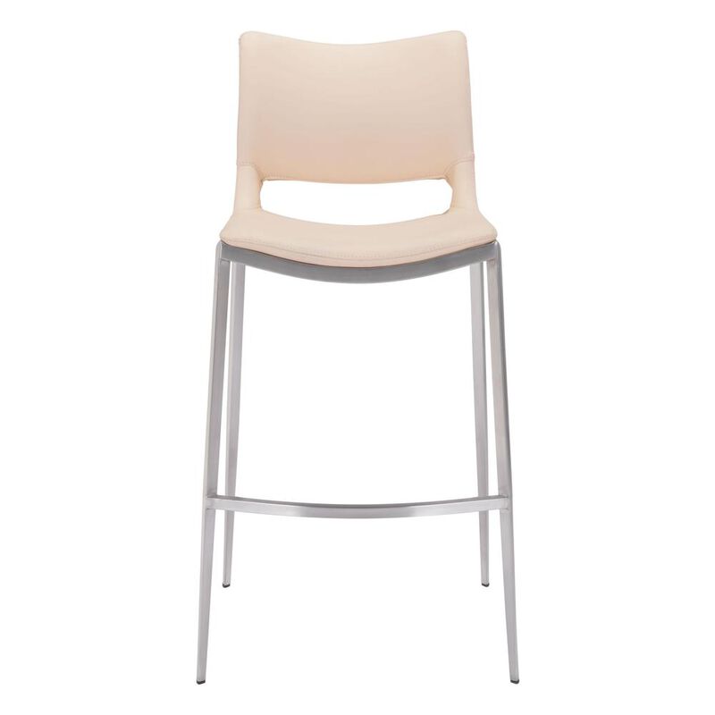 Belen Kox Ace Bar Chair (Set of 2), Light Pink &  Brushed Stainless Steel, Belen Kox