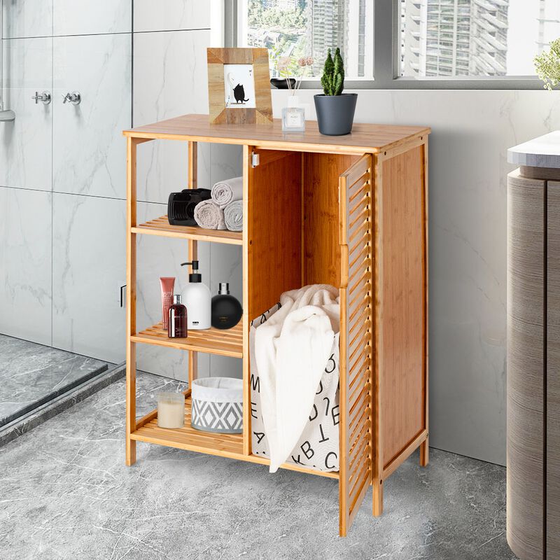 Wicker Bathroom Storage Cabinet with Single Door