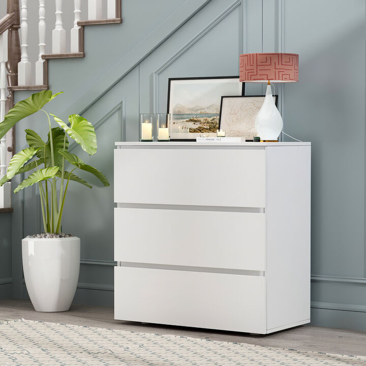3-Drawer White Wood Chest of Drawers Bedside Table Storage Dresser Freestanding Cabinet 30 in. W x 32 in. H x 16 in. D