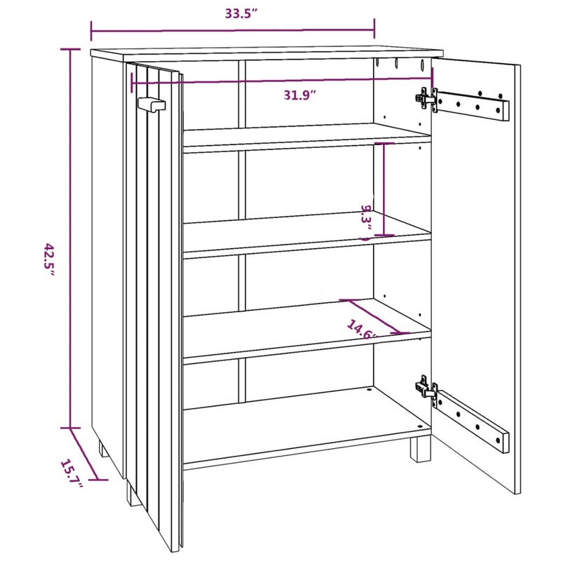 Accent Shoe Cabinet, 2 Doors, Farmhouse White Solid Pine Wood - Benzara