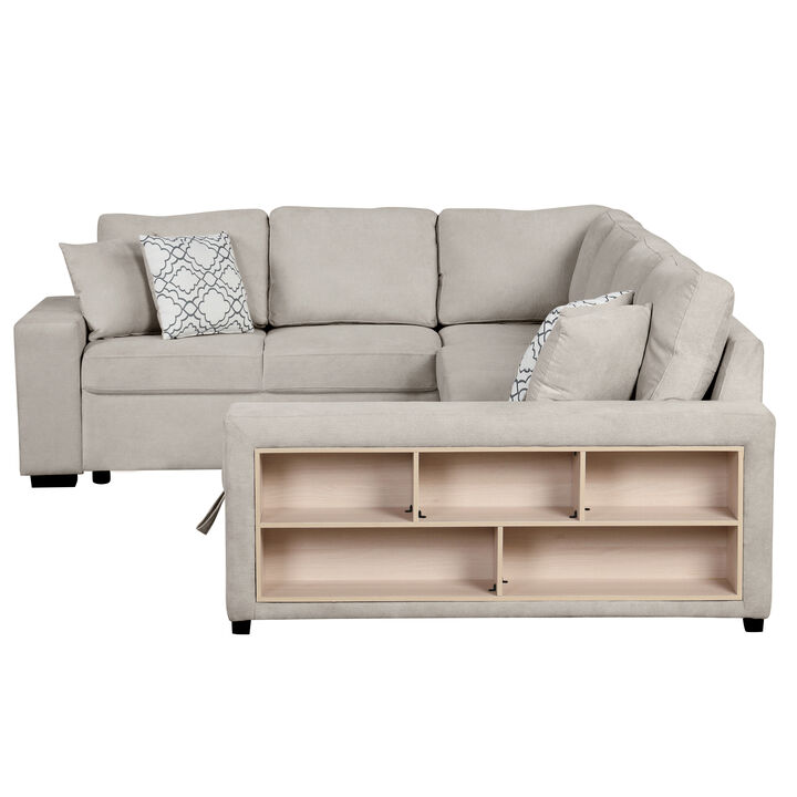 Merax U-shaped Sectional Sofa Pull-out Sofa Bed