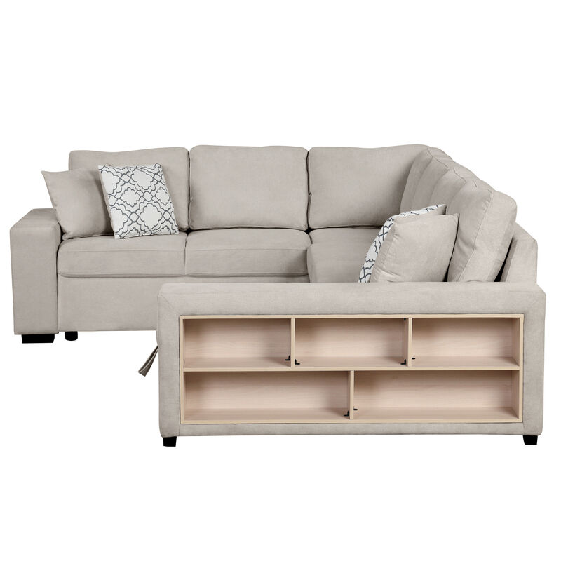 Merax U-shaped Sectional Sofa Pull-out Sofa Bed