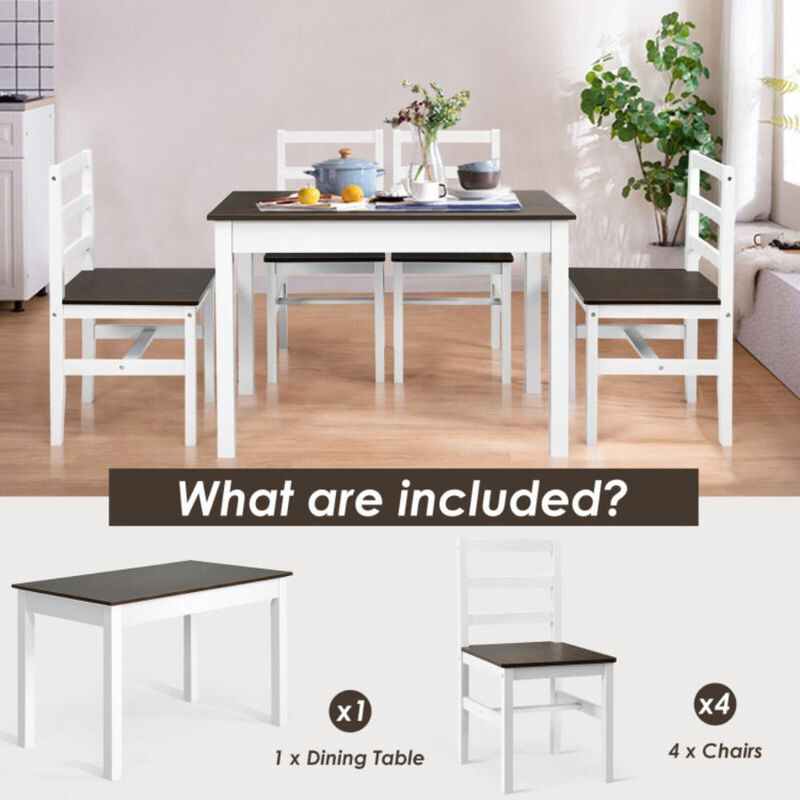 Hivvago 5 Pieces Solid Wood Compact Kitchen Dining Set