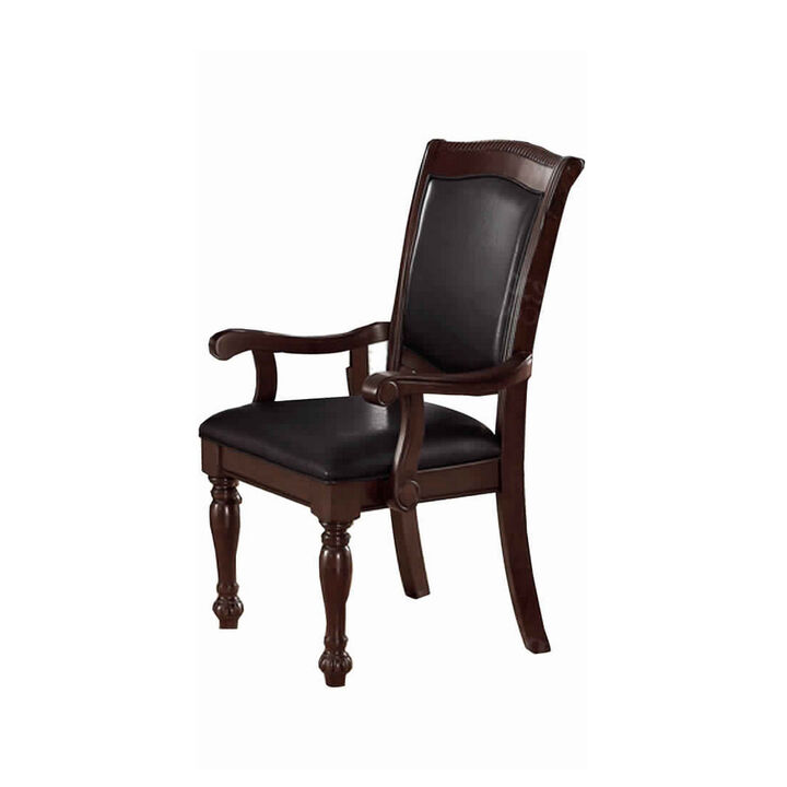 Old Style Rubber Wood Arm Chair Set Of 2 Brown-Benzara