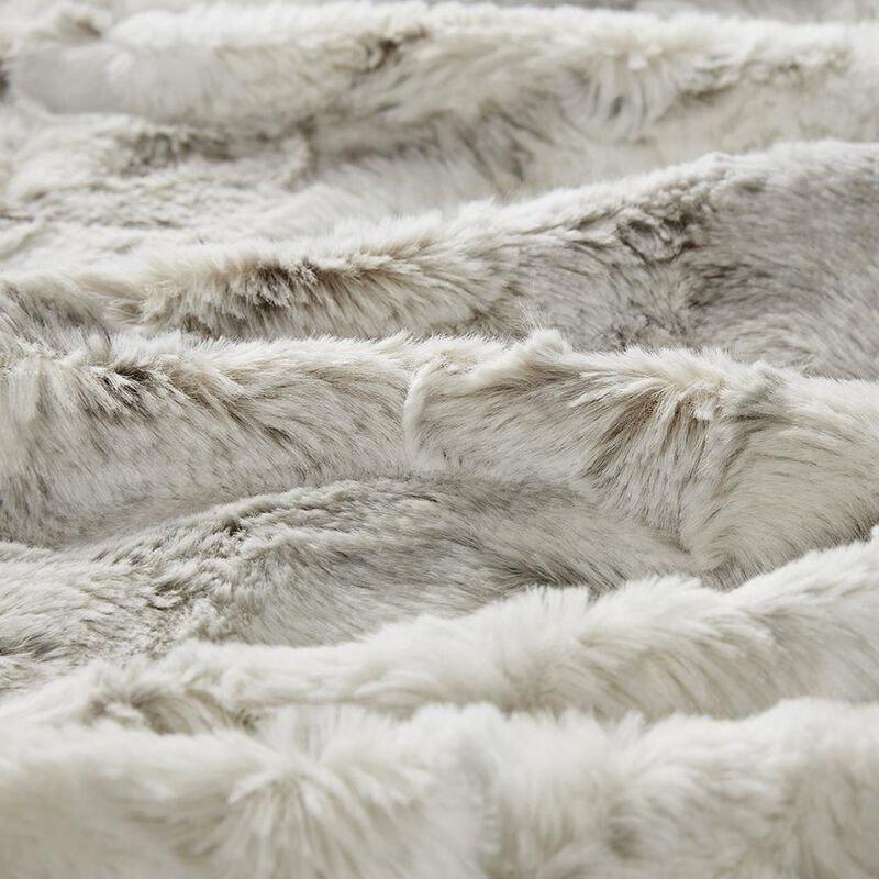 Belen Kox Marble Printed Knitted Long Fur Throw, Belen Kox