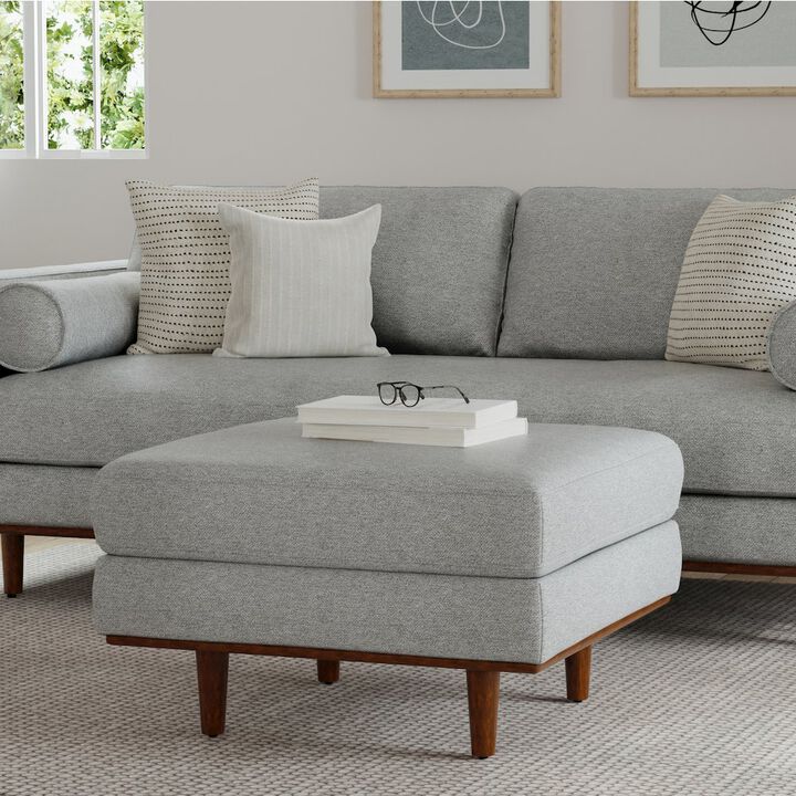 Simpli Home Morrison Ottoman In Woven-Blend Fabric