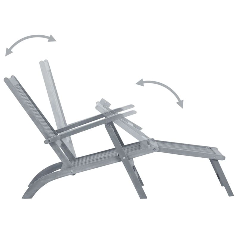 vidaXL Patio Deck Chair with Footrest and Cushion Solid Wood Acacia