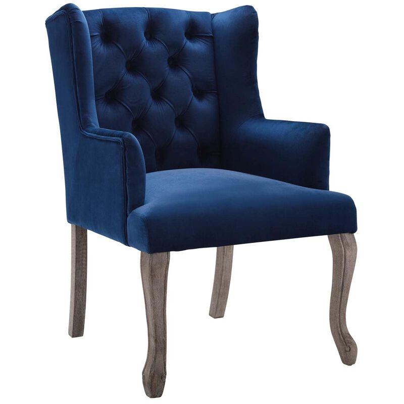 Modway Realm Armchair Performance Velvet Set of 2, 25.5 x 57 x 39.5, Navy