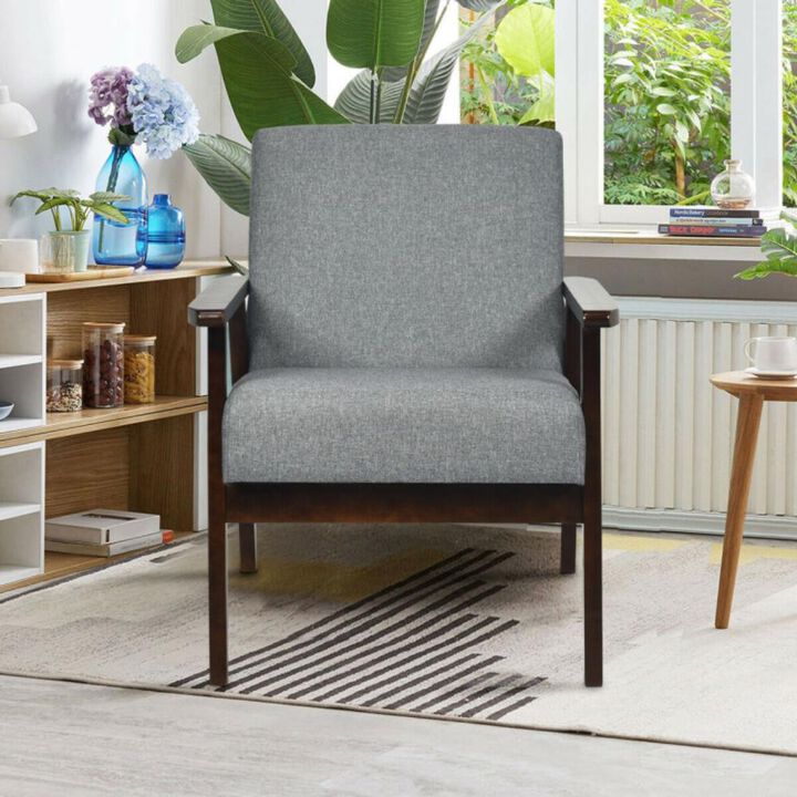 Hivvago Solid Rubber Wood Fabric Accent Armchair