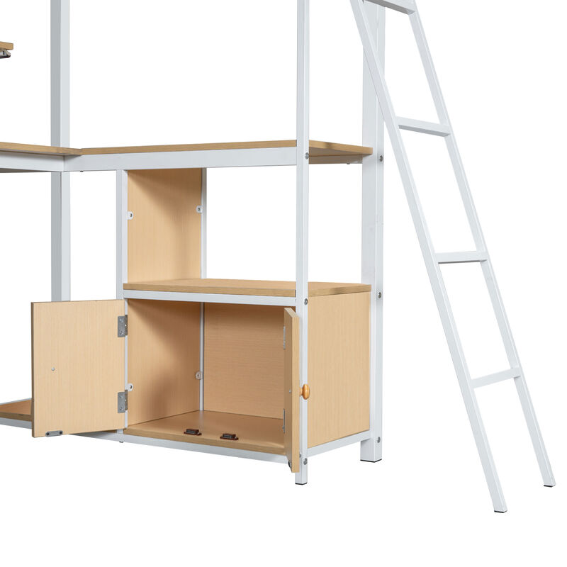 Merax Metal Loft Bed with Built-in Work Station