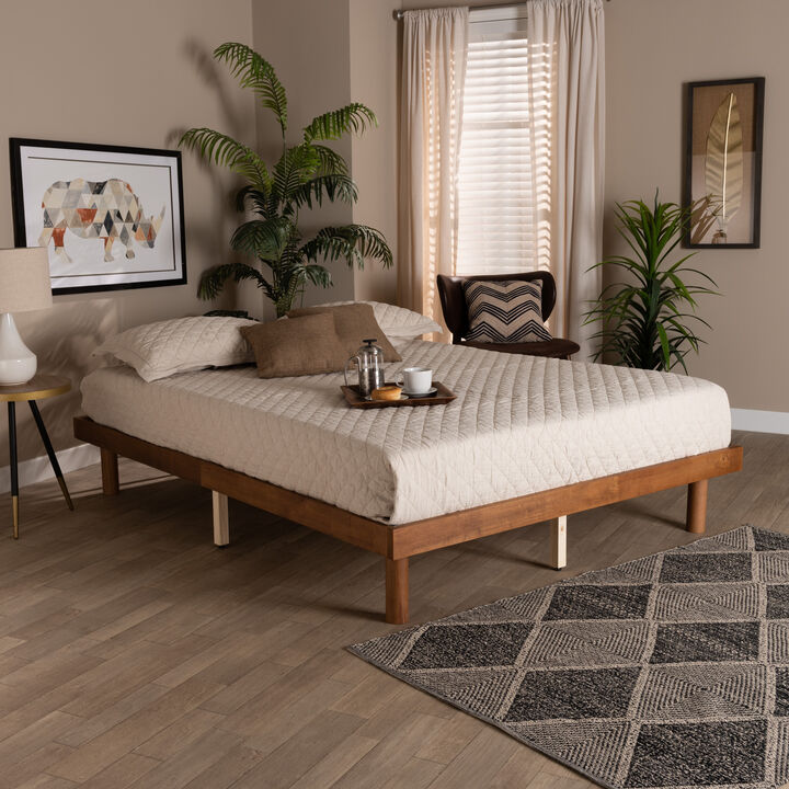 Baxton Studio Winston Modern Walnut Brown Finished Wood Full Size Platform Bed frame