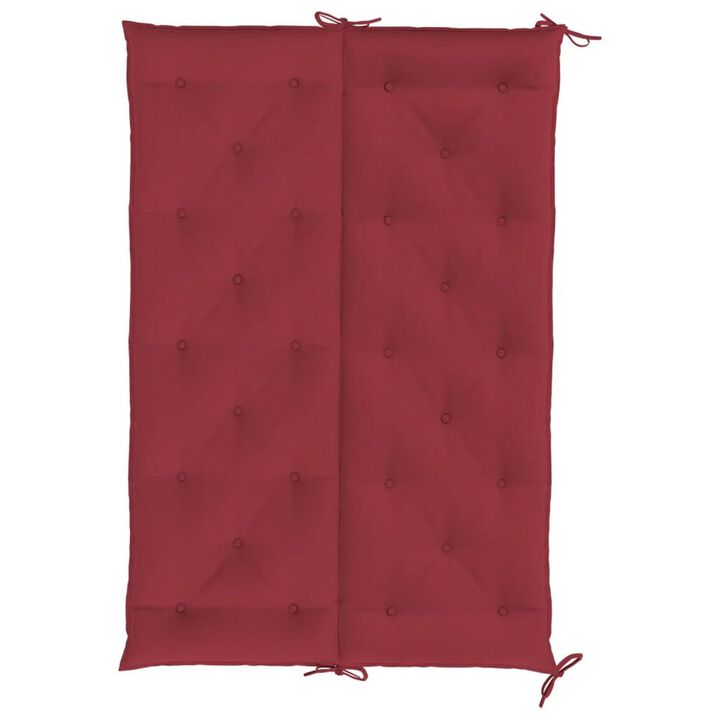 Claire 2pc Outdoor Cushion for Bench, Tufted Wine Red Oxford Fabric - Benzara