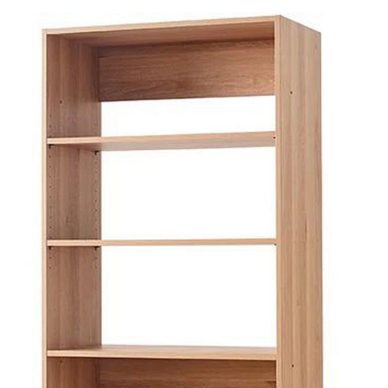 Dee Modular Closet System, 5 Tier Storage Shelves, Oak Brown Wood