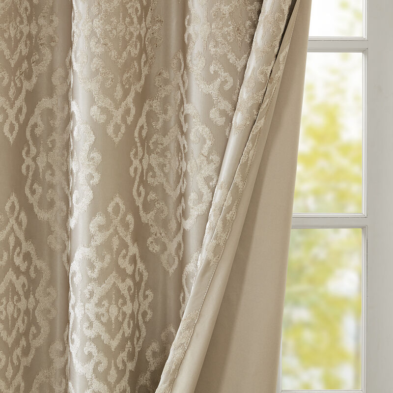 Gracie Mills Cyra Damask Total blackout grommet top curtain panel - 50x108"