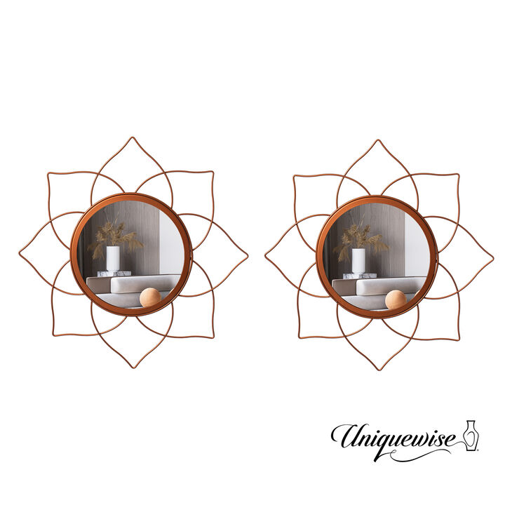 Set of 2 Circle Mirror Gold Metal Frame