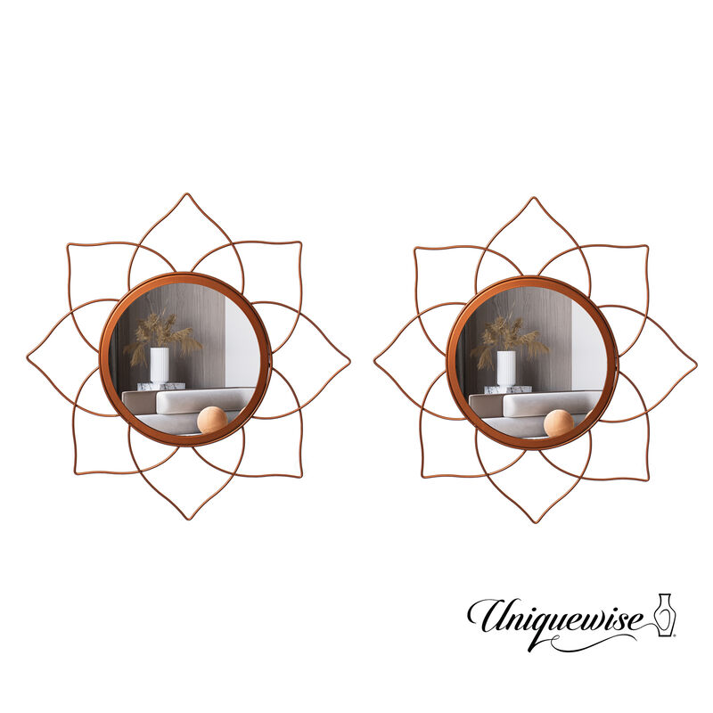 Set of 2 Circle Mirror Gold Metal Frame