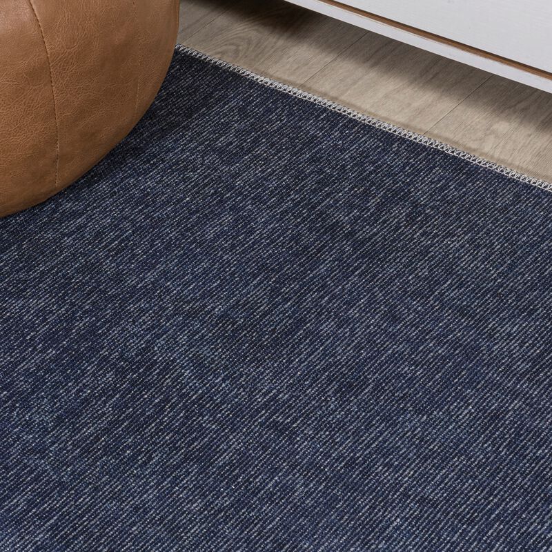 Linja Solid Centre Stripe Machine Washable Area Rug