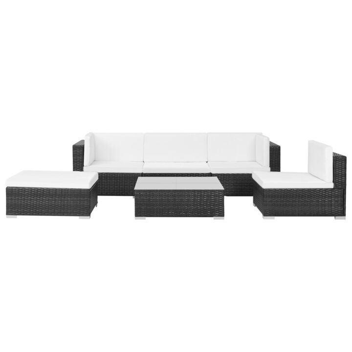 vidaXL 6 Piece Garden Lounge Set with Cushions Poly Rattan Black