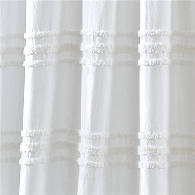Luxury Cotton Chenille Stripe Shower Curtain – Soft, Textured Fabric, Easy to Clean & Fade-Resistant
