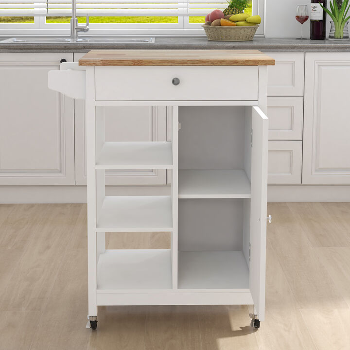 Streamdale Kitchen Island Cart with Table Top and Rail